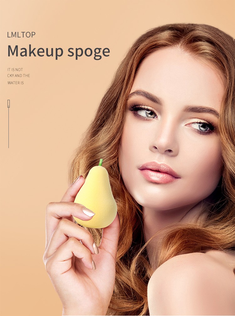 OEM Custom logo Wholesale Fruit Lemon Powder Puff Soft Latex Free Wet And Dry Dual-Use Make up Sponge With Case