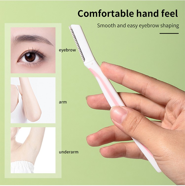 High Quality 2pcs Eco-Friendly Material Eyebrow Trimmer Shaper Facial Razor Women Safety Eyebrow Razor Set SY348