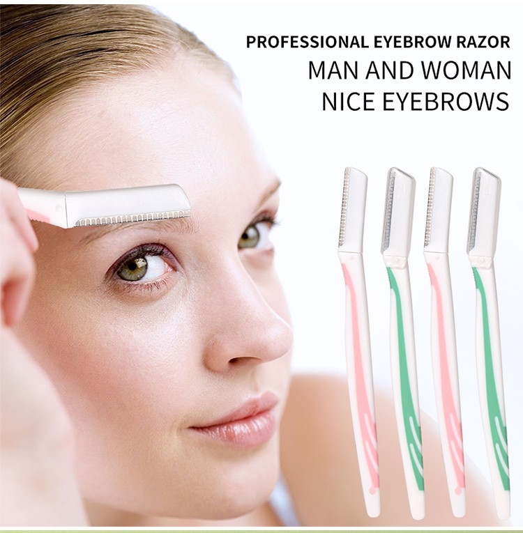 High Quality 2pcs Eco-Friendly Material Eyebrow Trimmer Shaper Facial Razor Women Safety Eyebrow Razor Set SY348