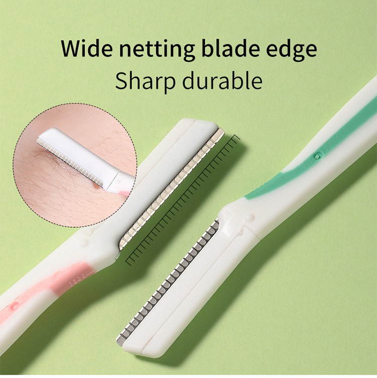 High Quality 2pcs Eco-Friendly Material Eyebrow Trimmer Shaper Facial Razor Women Safety Eyebrow Razor Set SY348