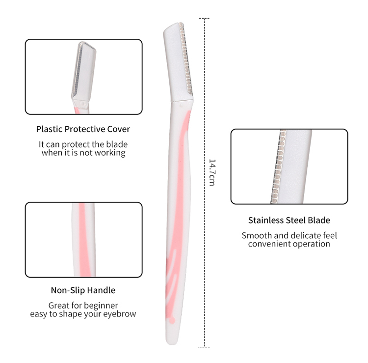 High Quality 2pcs Eco-Friendly Material Eyebrow Trimmer Shaper Facial Razor Women Safety Eyebrow Razor Set SY348