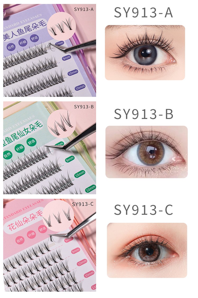 High Quality Segmented dandelion hair Single cluster personal grafting false eyelashes mixed suit Eyelash Extension Fans