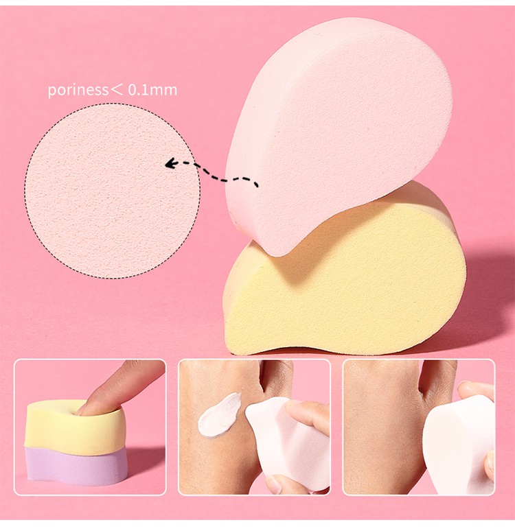 LMLTOP New Design 12 pieces Mango Powder Puff for Face Latex free Blender Makeup Cosmetics Wet And Dry NR Wedge Sponge Puff