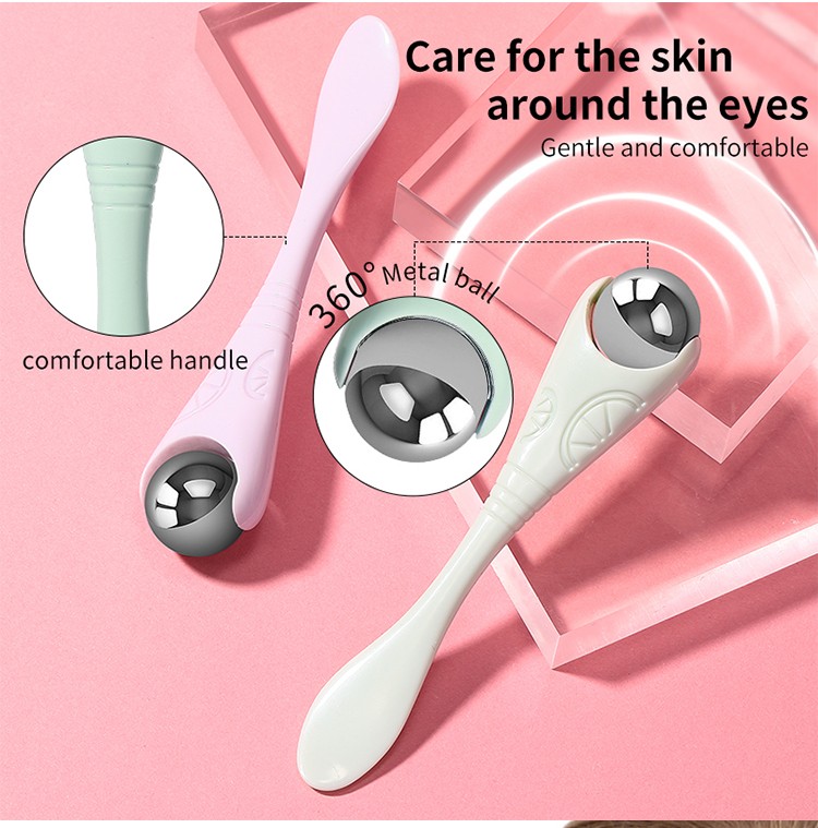 LMLTOP Delicate Eye Massager Roller Skin Care Manual Beauty Tools Eye ABS Handle Stainless Steel Ball Massage Roller For Eyes