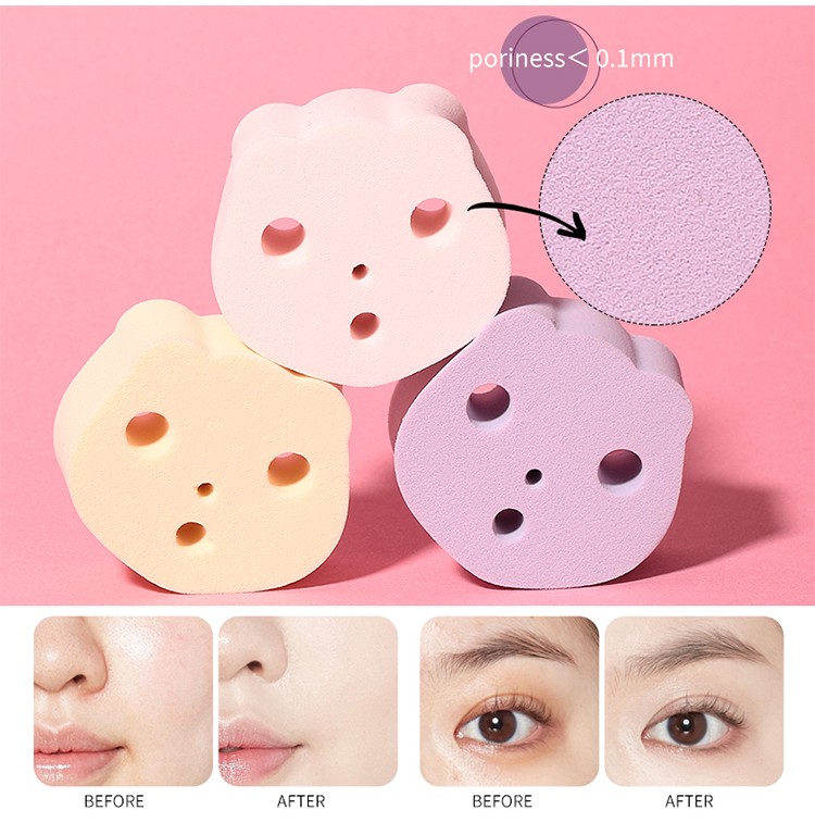 LMLTOP New Design 9pcs Cartoon Face Foundation Powder Puff Latex Free Makeup Blender Cosmetic Wet