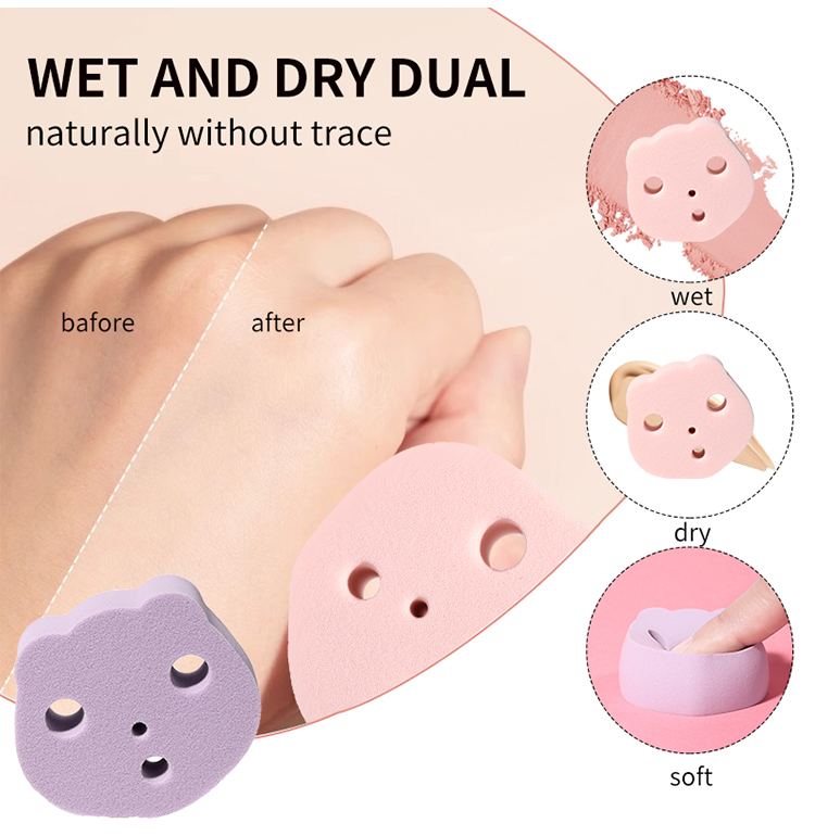 LMLTOP New Design 9pcs Cartoon Face Foundation Powder Puff Latex Free Makeup Blender Cosmetic Wet