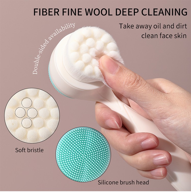 Meilamei Double-sided facial cleansing brush face scrubber skincare exfoliate deep cleaning facial brushes with base MLM-Y502