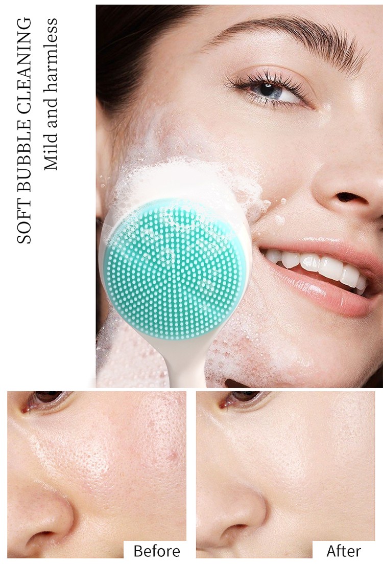 Meilamei Double-sided facial cleansing brush face scrubber skincare exfoliate deep cleaning facial brushes with base MLM-Y502