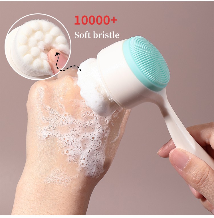 Meilamei Double-sided facial cleansing brush face scrubber skincare exfoliate deep cleaning facial brushes with base MLM-Y502