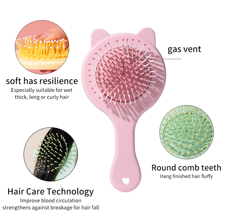 LMLTOP Fragrant plastic color cartoon cat air bag hair comb hair care air cushion massage hair comb gift for woman SY744