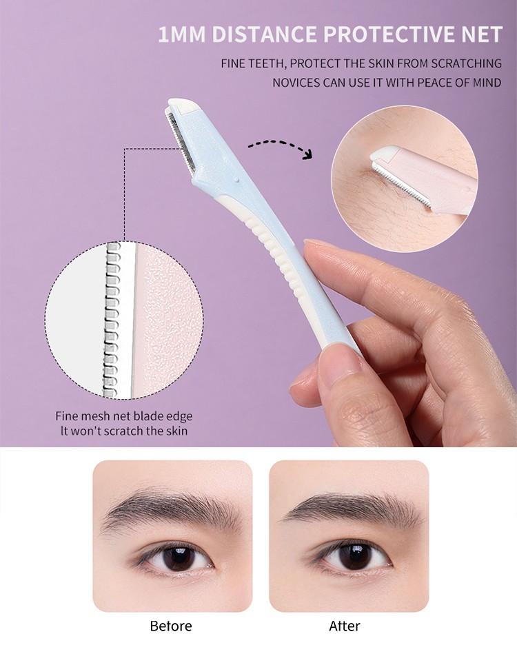 LMLTOP 2pcs Eyebrow Trimmer For Women Fine Mesh Net Blade Edge Eyebrow Razor And Facial Razor With Plastic Case SY347