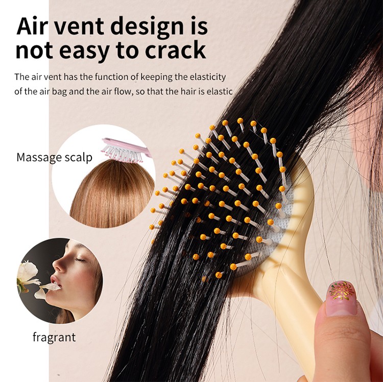 LMLTOP mini plastic handle airbag massage comb flower fragrance airbag cartoon cat fringe hair comb kids hair brushes SY743