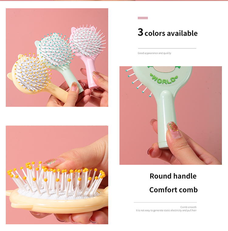 LMLTOP mini plastic handle airbag massage comb flower fragrance airbag cartoon cat fringe hair comb kids hair brushes SY743