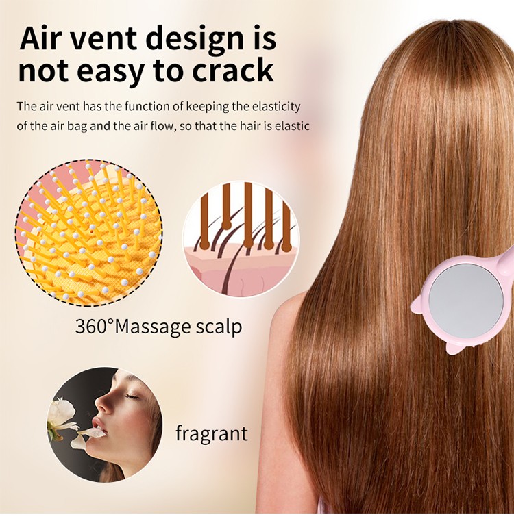 LMLTOP aroma airbag comb round brushes for hair professional hair combs pocket air cushion hair brush with mirror SY746