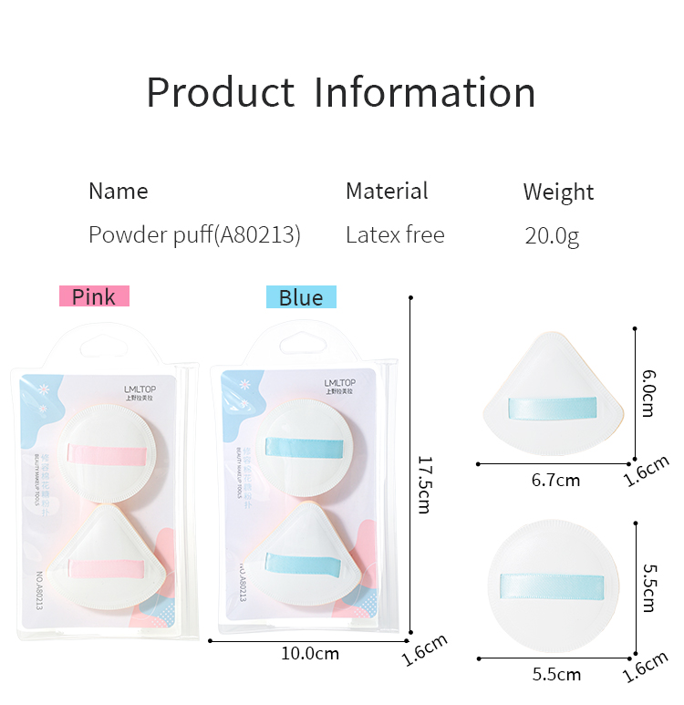 LMLTOP 2pcs Custom Marshmallow Makep Sponge Air Cushion Puff Fuondation Thick Breathable Marshmallow Triangle Powder Puff A80213