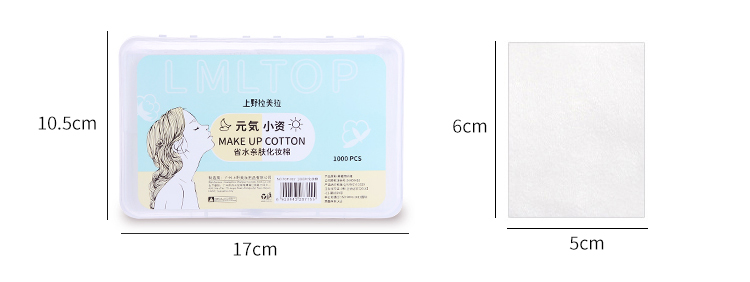 LMLTOP Wholesale cotton facial makeup remover 1000 pack TOP-007 disposable square makeup remover cotton pads to remove makeup