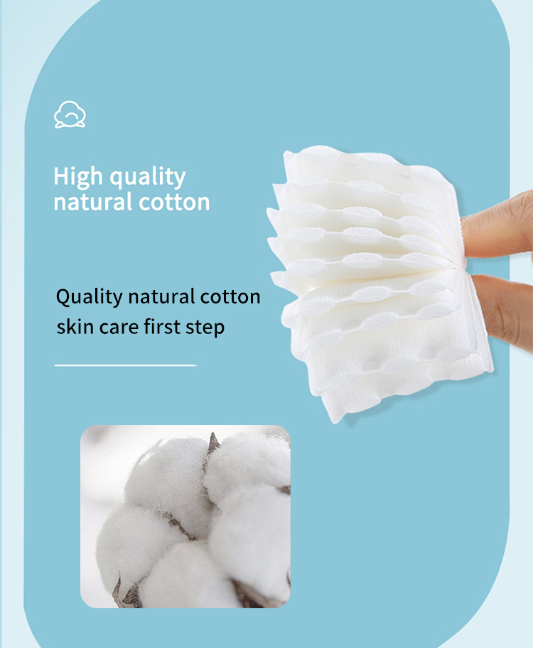 LMLTOP Wholesale 100pcs disposable thick square sandwich cotton pads for face TOP-009 100% cotton facial cotton pads for women