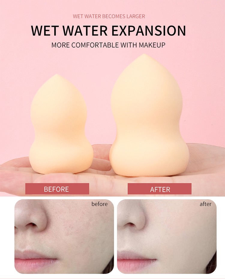 LMLTOP Hot sales diamond teardrop oblique cut gourd soft makeup puff sponge blender 4 pcs case TOP-092 makeup sponge fashion