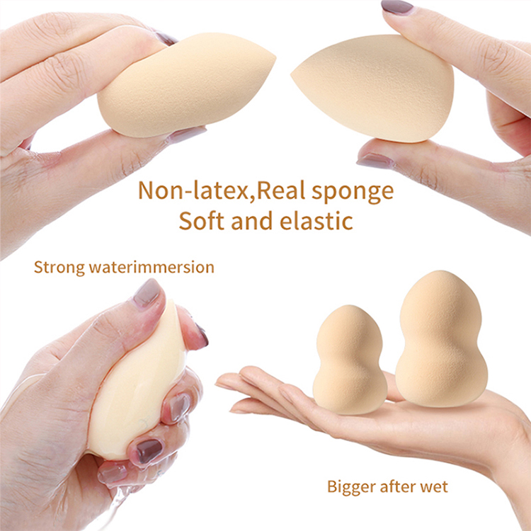 LMLTOP Hot sales diamond teardrop oblique cut gourd soft makeup puff sponge blender 4 pcs case TOP-092 makeup sponge fashion