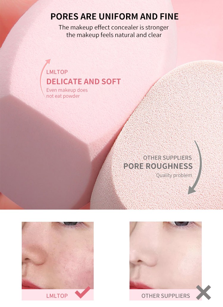 LMLTOP Hot sales diamond teardrop oblique cut gourd soft makeup puff sponge blender 4 pcs case TOP-092 makeup sponge fashion