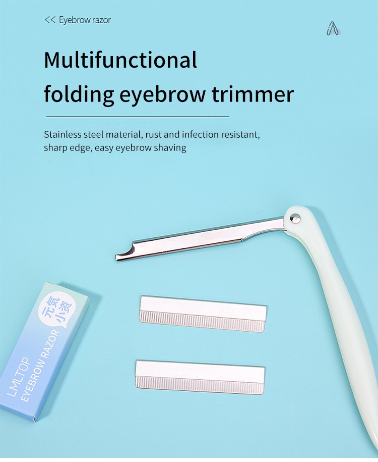 LMLTOP Guangdong eyebrow trimming knife TOP-047 folding eyebrow razor trimmer sharp blade shaver knife hair remover set