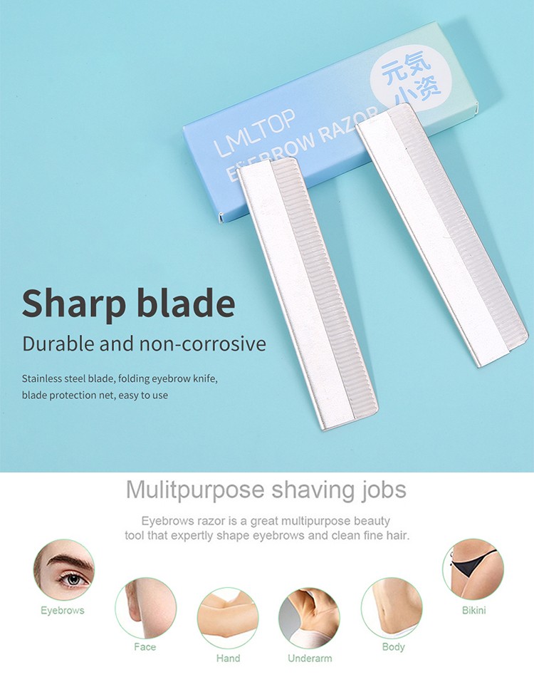 LMLTOP Guangdong eyebrow trimming knife TOP-047 folding eyebrow razor trimmer sharp blade shaver knife hair remover set