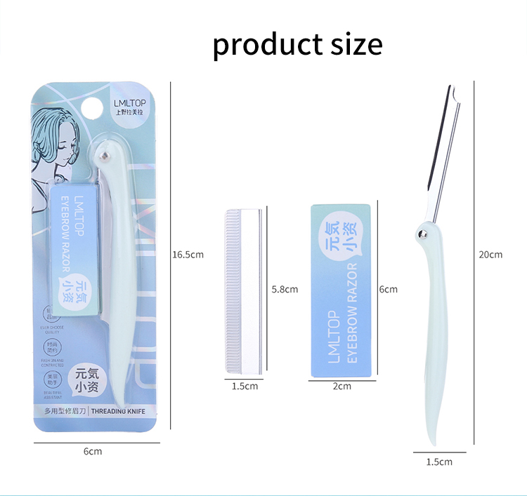 LMLTOP Guangdong eyebrow trimming knife TOP-047 folding eyebrow razor trimmer sharp blade shaver knife hair remover set