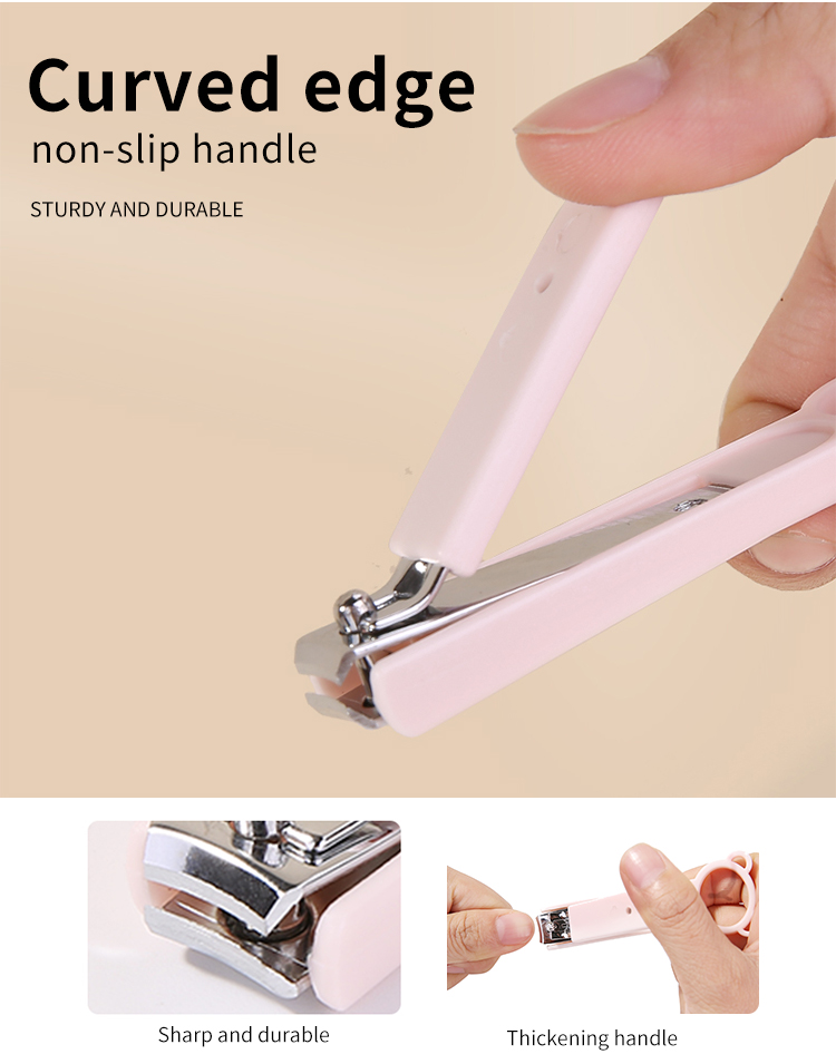 LMLTOP Hangable cute cartoon bear nail clippers TOP-043 modern non-slip plastic shell rubber handle nail clippers soft touch