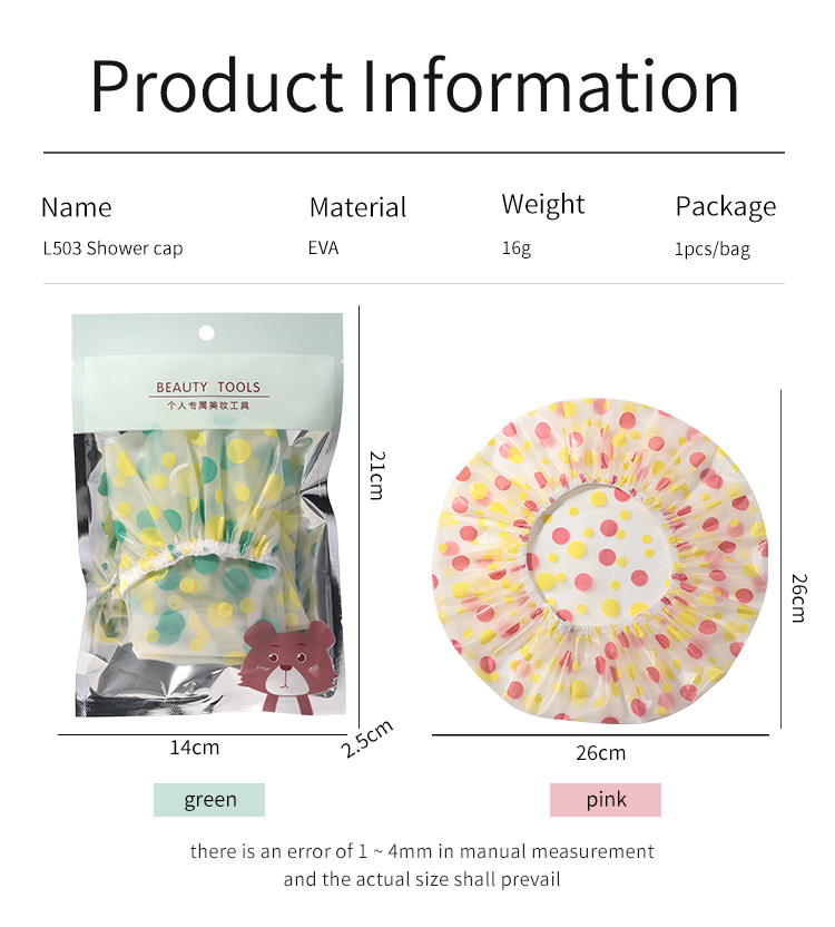 YILINGMENG Promotional popular water-proof eva luxury thickened premium shower cap L503 reusable double layer pvc shower cap