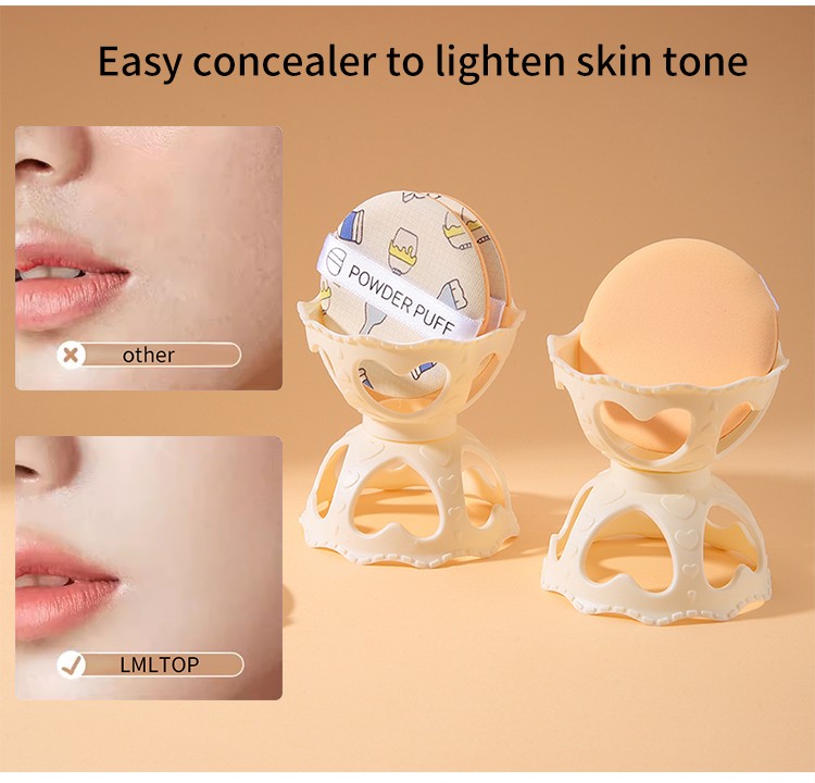 Lameila 2 pcs wholesale cute cate pattern makeup puff foundation bb cream air cushion puff with holder A80091