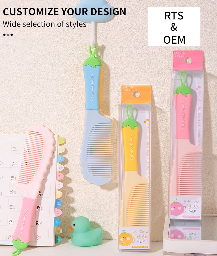 LMLTOP Guangzhou hair products comb customizedable cute colorful cartoon fruits plastic hair combs for children SY750