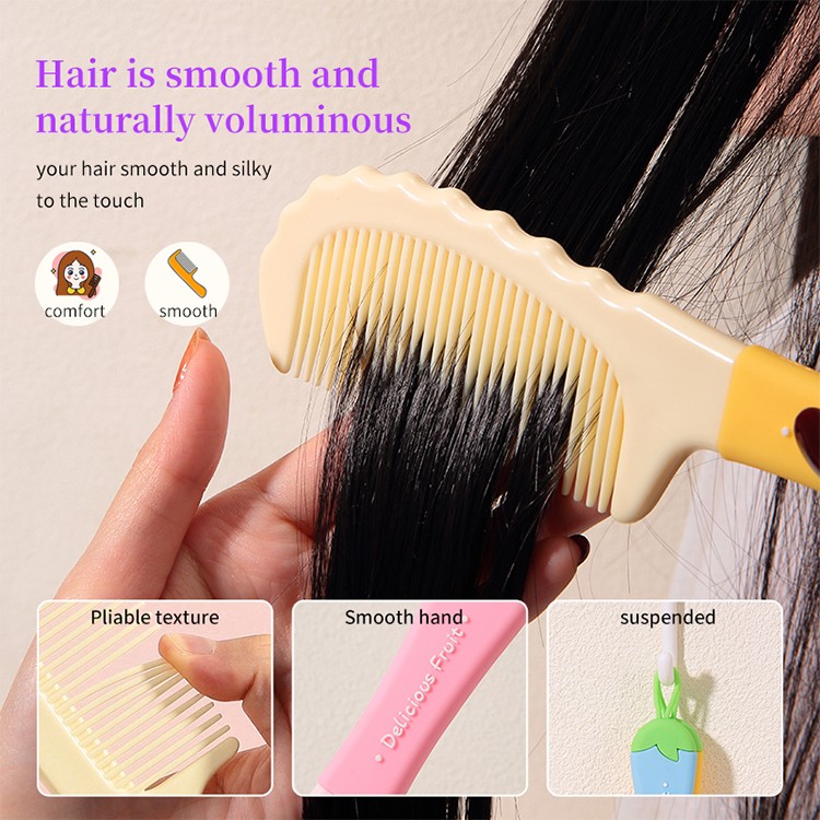 LMLTOP Guangzhou hair products comb customizedable cute colorful cartoon fruits plastic hair combs for children SY750