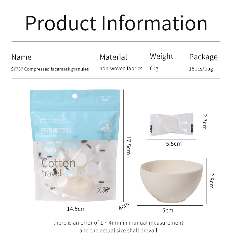 LMLTOP 30pcs Natural cotton diy compressed facial beauty sheet masks wholesale set with silicone mud facial mask bowl suit