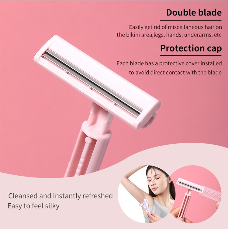 Lameila Beauty Tools Body Double Edge Shaver Razor Twin Blade Women 2in1 Stainless Steel Safety Shaving Hair Trimmer Razor A0265