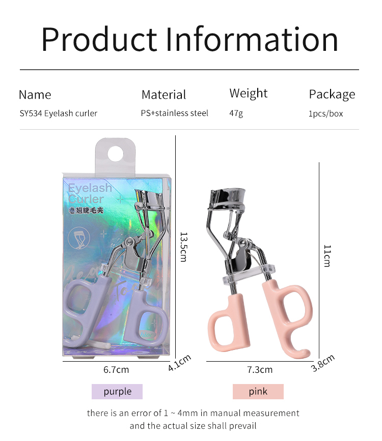 LMLTOP New version stainless steel diamond modern beauty makeup tools lift eyelash-curler purple pink curly eyelash curler SY534