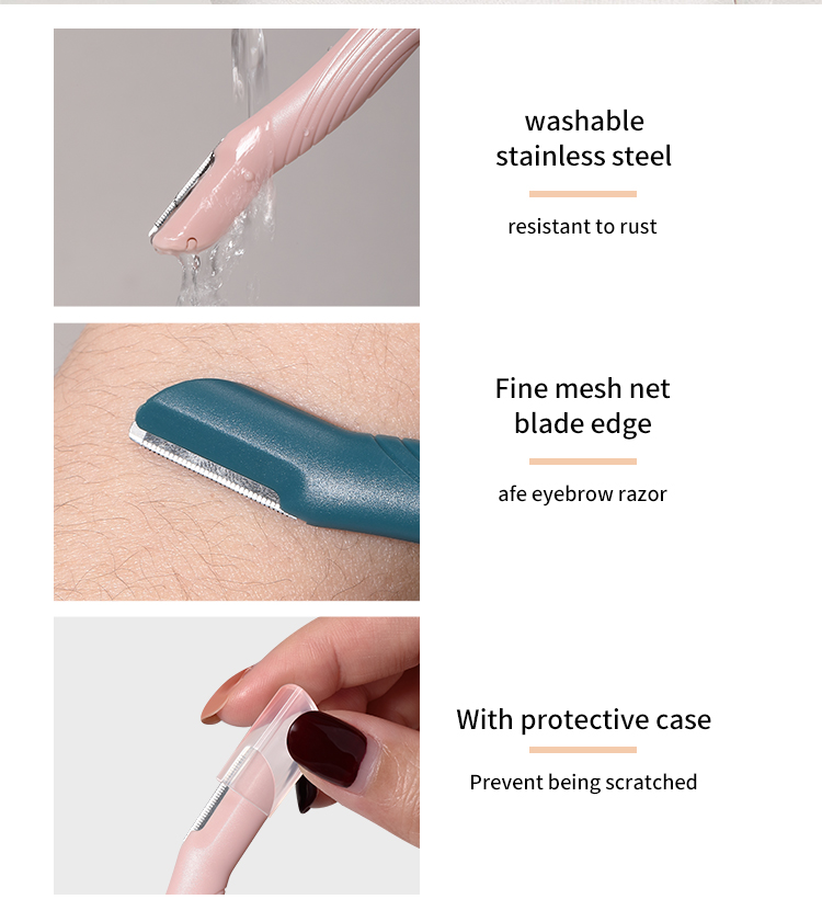 LMLTOP Non-slip eyebrow razor trimmer sharp blade shaver knife hair plastic rake style razor cute mini eyebrow safety razor A995