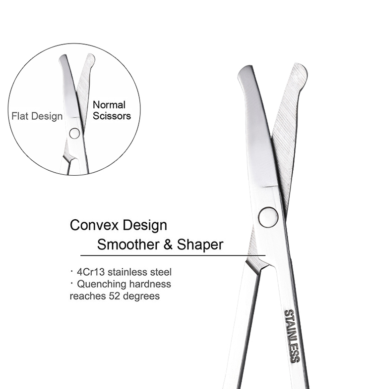 LMLTOP Multifunctional stainless steel round head nose hair trimming scissors makeup manual nose hair cutting scissors TOP-158