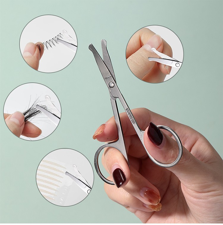 LMLTOP Multifunctional stainless steel round head nose hair trimming scissors makeup manual nose hair cutting scissors TOP-158