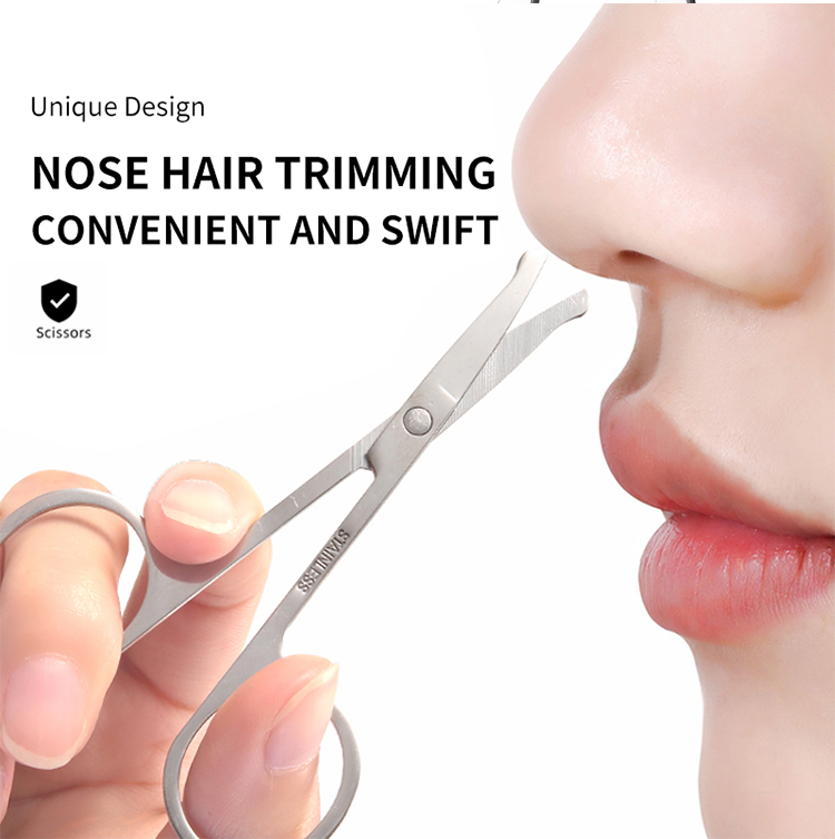 LMLTOP Multifunctional stainless steel round head nose hair trimming scissors makeup manual nose hair cutting scissors TOP-158