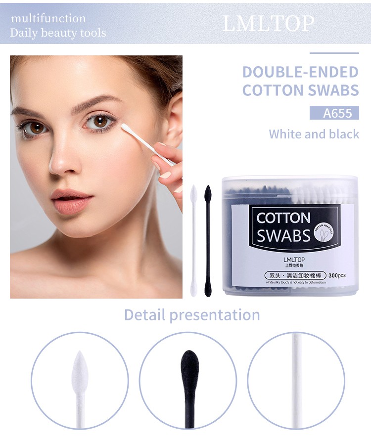 Wholesale personal care ear cleaning 2 in 1 paper stick cotton swab high quality cotton buds A655