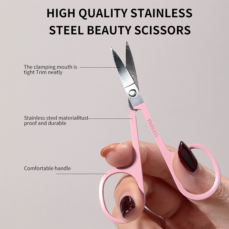 LMLTOP Point Curved Tip Stainless Eyebrow Trimmer Scissor SY557 OEM Nail Cuticle Manicure Scissors Colorful Beauty Scissor