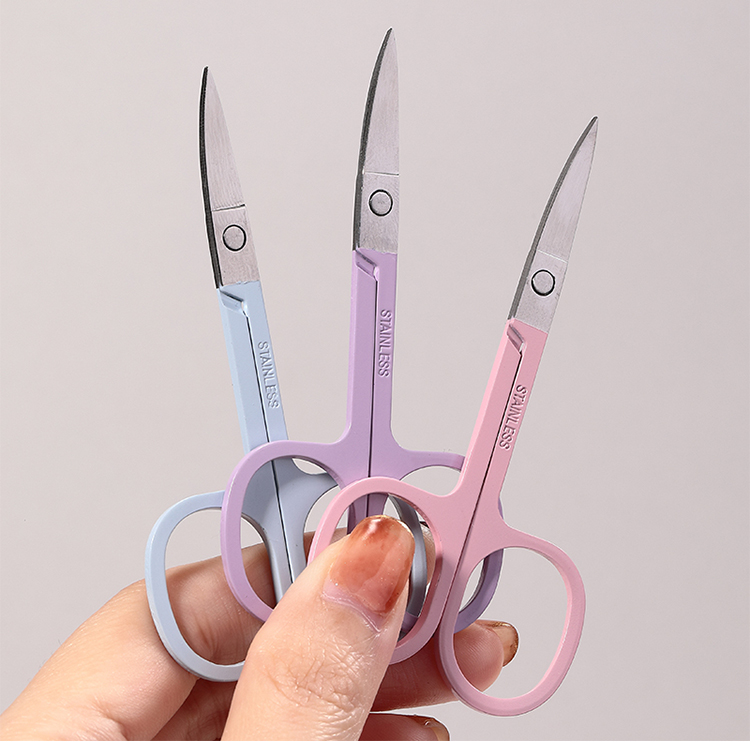 LMLTOP Point Curved Tip Stainless Eyebrow Trimmer Scissor SY557 OEM Nail Cuticle Manicure Scissors Colorful Beauty Scissor