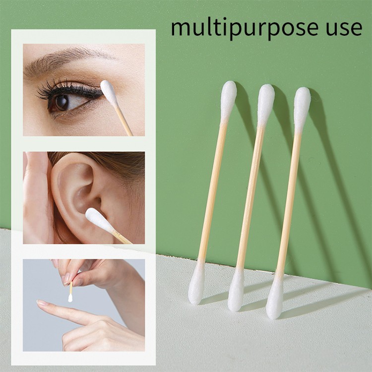 Lameila Wholesale makeup bamboo stick round double tips cotton buds cotton swabs A651