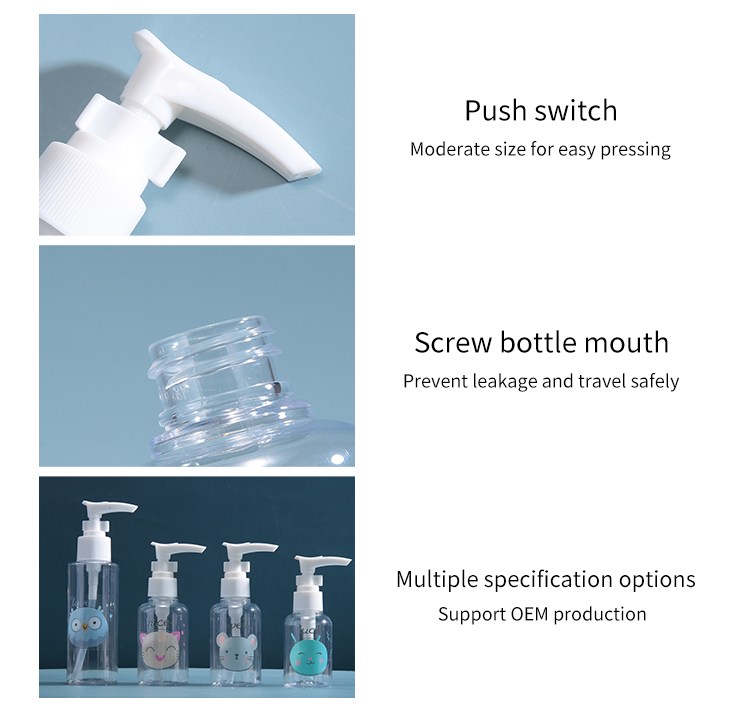 Lameila 100ml Empty Pump Bottle Cute Cosmetic Shampoo Hand Sanitizer Pump Bottle Face Cleanser Pocket Travel Bottle LM732