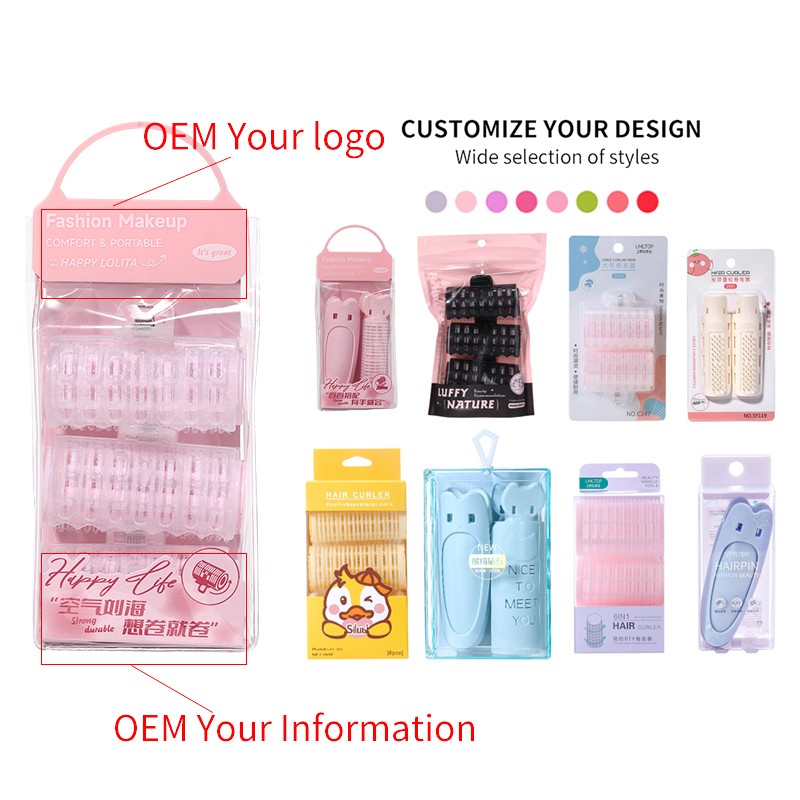 Double-Layer Pink Curling Hair LLT11 Clips Styling tools 3pcs/set Self-Grip Rollers Air Bangs Shaping Tubes For Elegant curly hair
