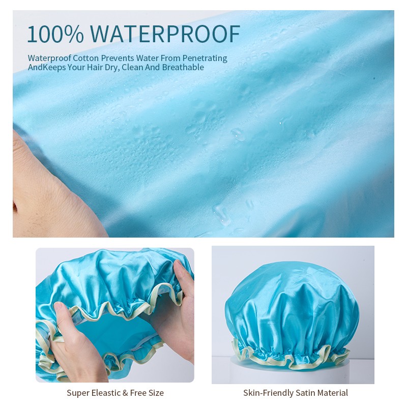 Custom Double-Layer Luxury Bathing Spa Shower Cap JJF39/40 Thickened Adult Hair Care Cover Eco-Friendly Waterproof Bath Head Cover