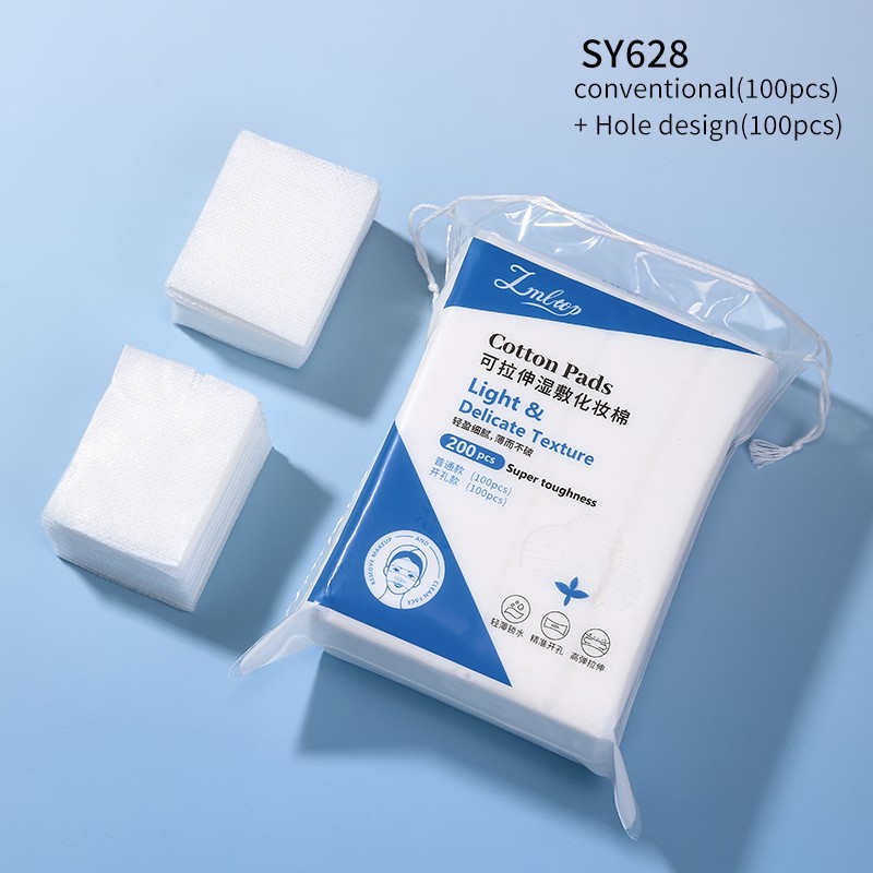 LMLTOP Organic Stretchable Wet Cotton Pads SY628/629 Ultra-Absorbent Net Textured Deep Cleaning Cosmetic Makeup Removal