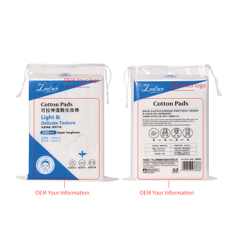 LMLTOP Organic Stretchable Wet Cotton Pads SY628/629 Ultra-Absorbent Net Textured Deep Cleaning Cosmetic Makeup Removal