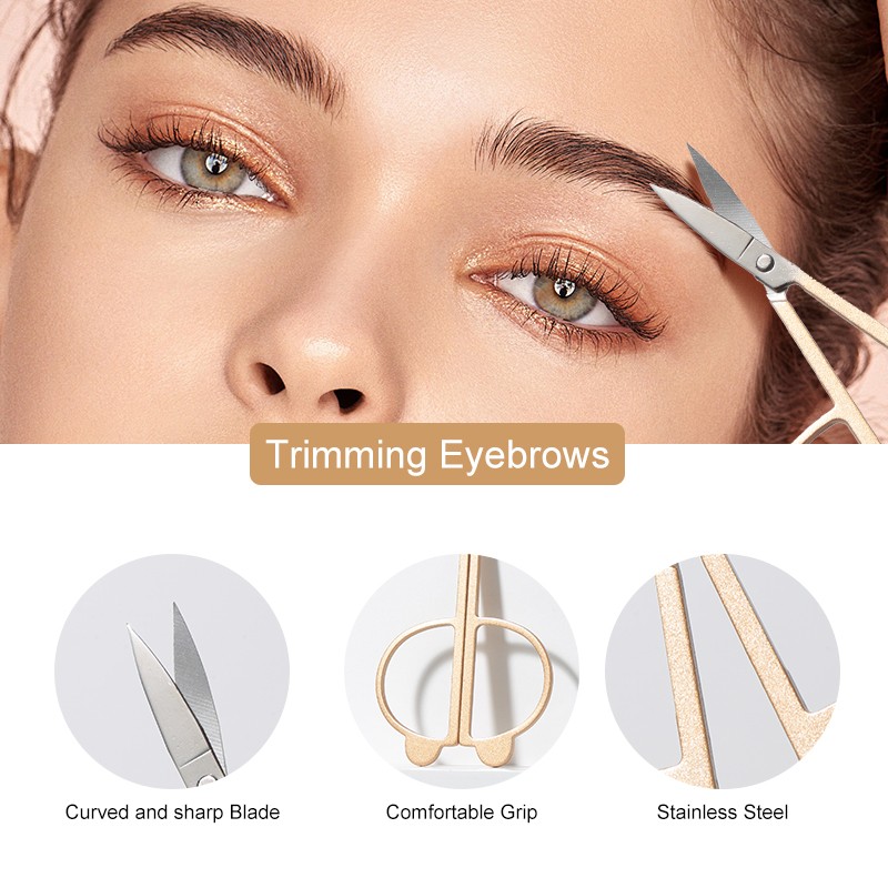 Cartoon Cute Multi-Functional Golden Makeup Scissors with Pointed Tips JJF14 Small Eyebrow Shaping Razor Beauty Eyebrow Tweezers