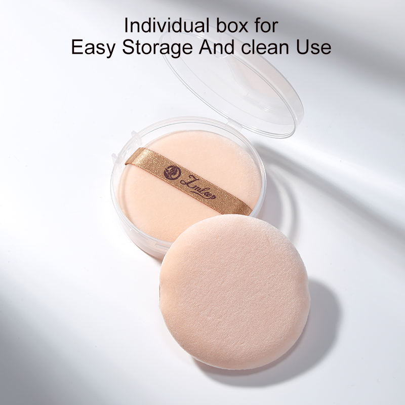 LMLTOP Soft Round Makeup Powder Puff  JJF24 Single Loose Fluffy Comfortable Air Cushion Flocking powder puff Logo Print Style